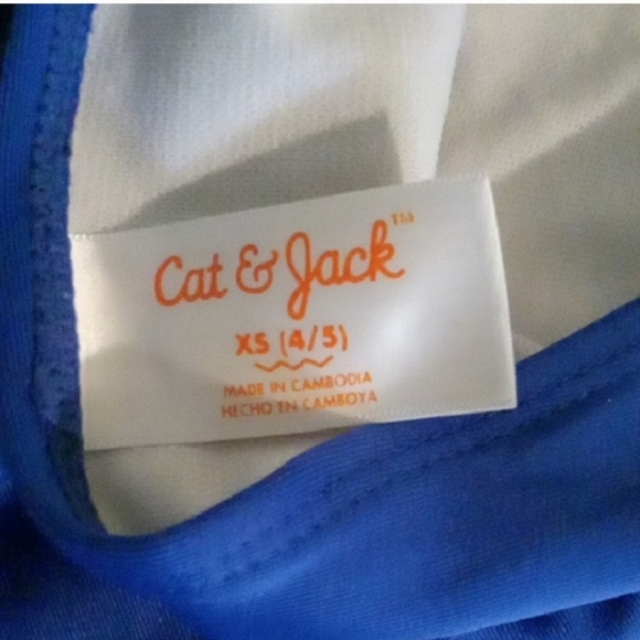 Cat & Jack Blue and White Striped Kids Swim One Piece - Picture 3 of 3